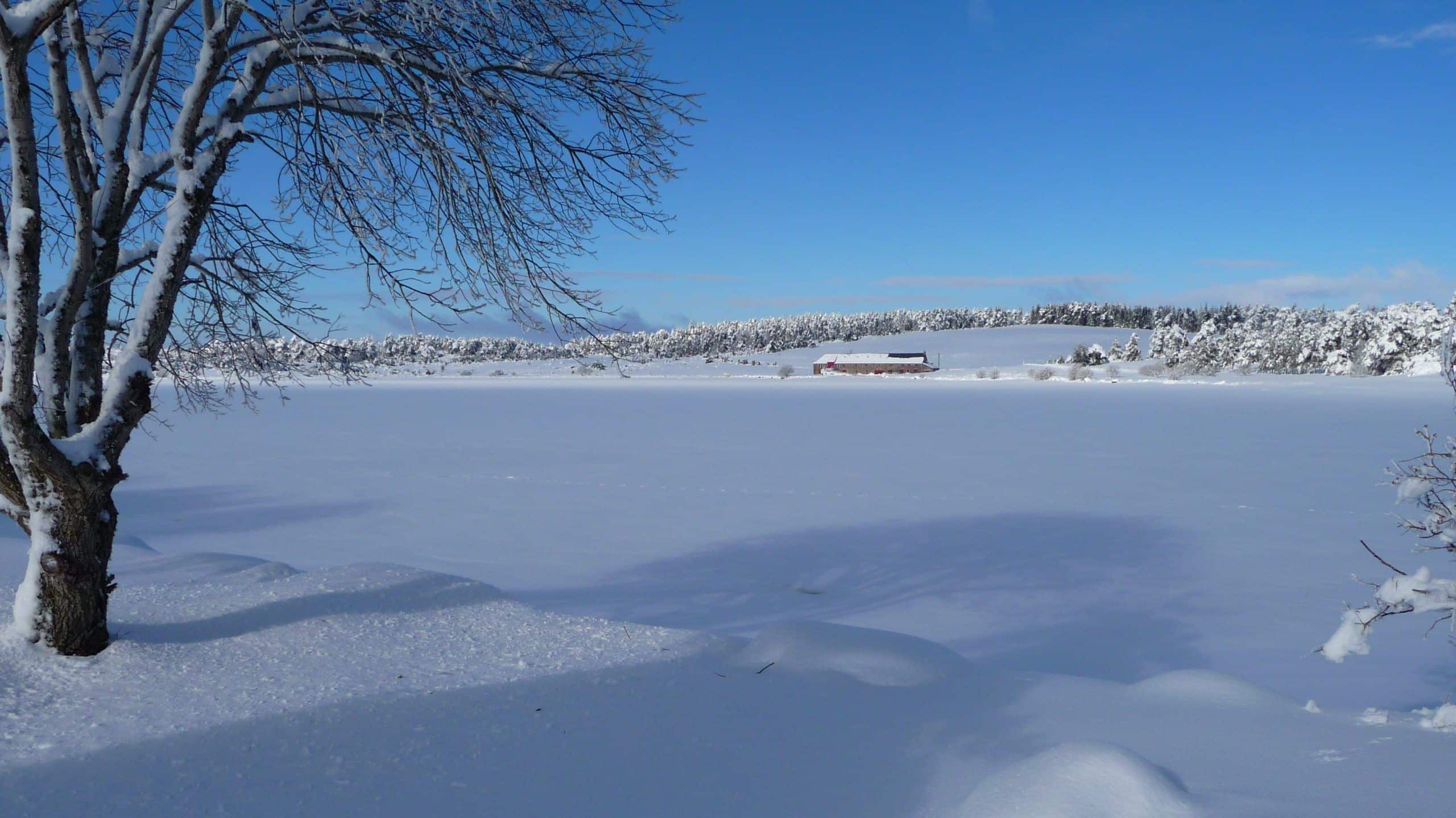 "instants d'Absolu" - ecolodge in Cantal under snow. The ideal setting for a Slow Travel Stay Cantal Winter.